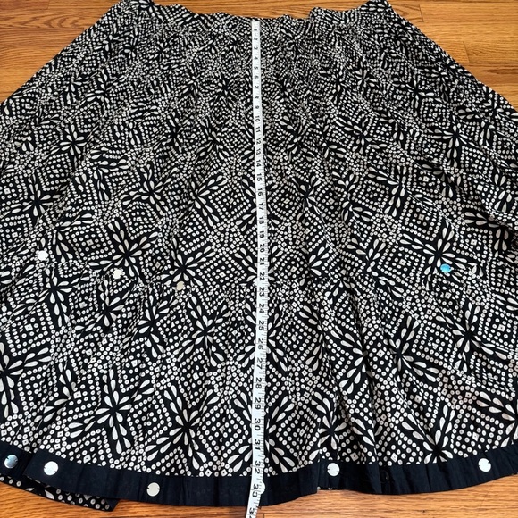 Liz & Me Boho Black White Crinkle Cotton Floral Polka Dot Tiered Midi Skirt 2X - Picture 8 of 16